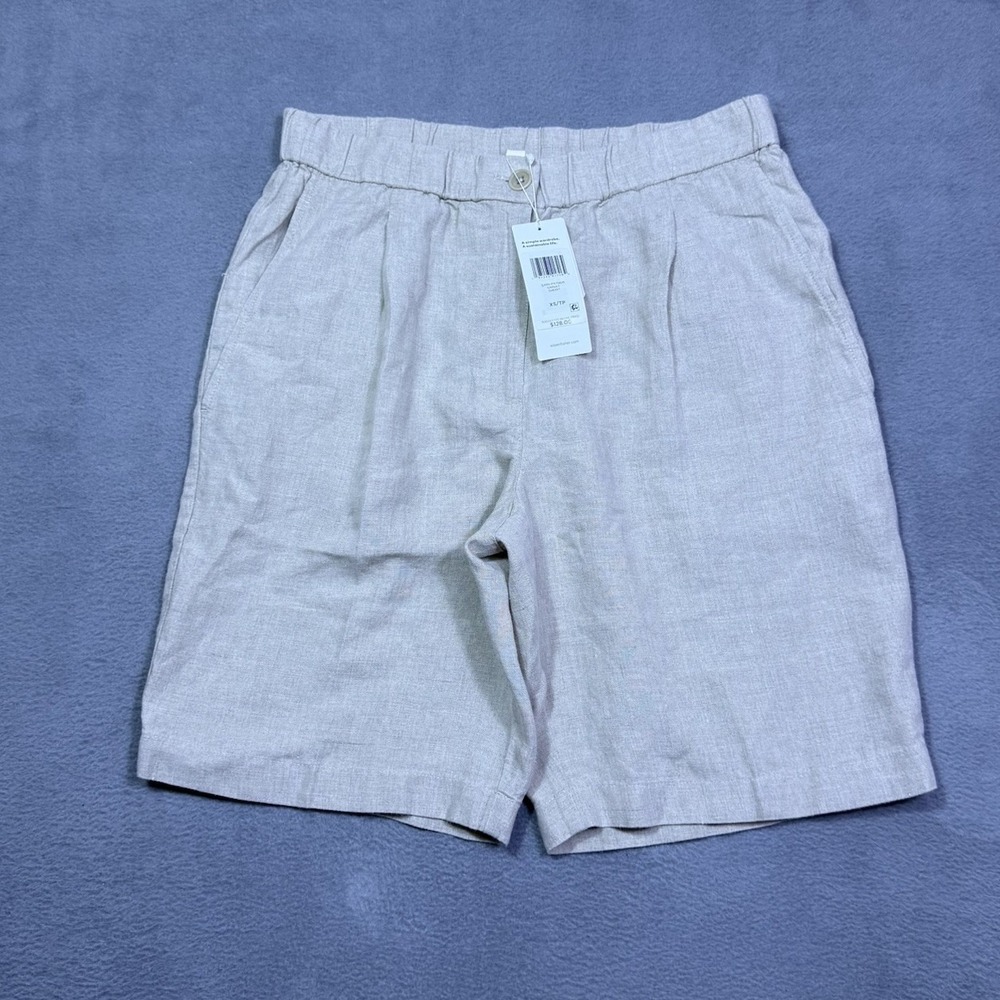Eileen Fisher Shorts Womens XS Beige Organic Linen Pleated 9" Inseam NEW $128